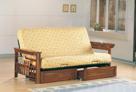 Toulouse - Toulouse Futon Frame with Magazine Racks Warm Brown
