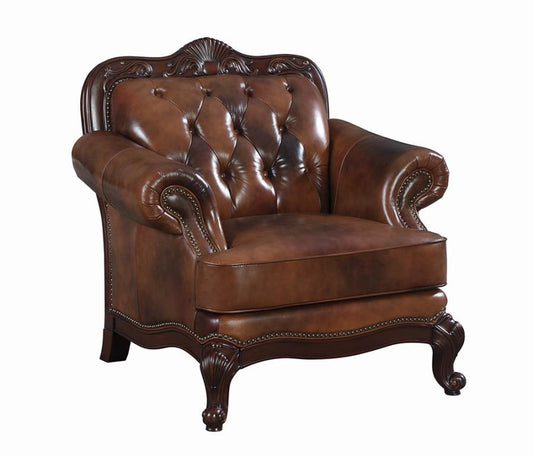 Victoria - Victoria Rolled Arm Chair Tri-tone and Brown