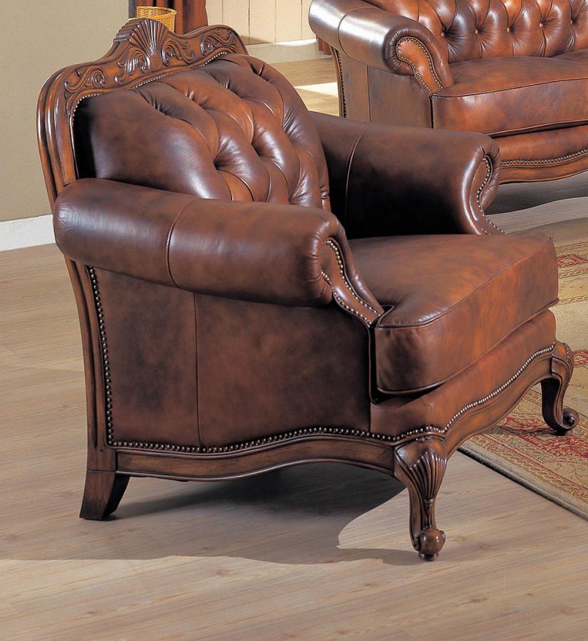 Victoria - Victoria Rolled Arm Chair Tri-tone and Brown