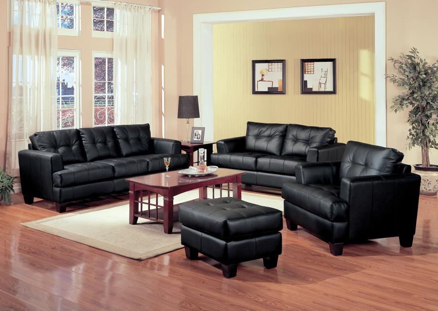 Samuel - Samuel Upholstered Tufted Living Room Set Black
