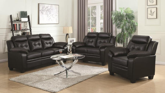 Finley - Finley Upholstered Pillow Top Arm Living Room Set Black