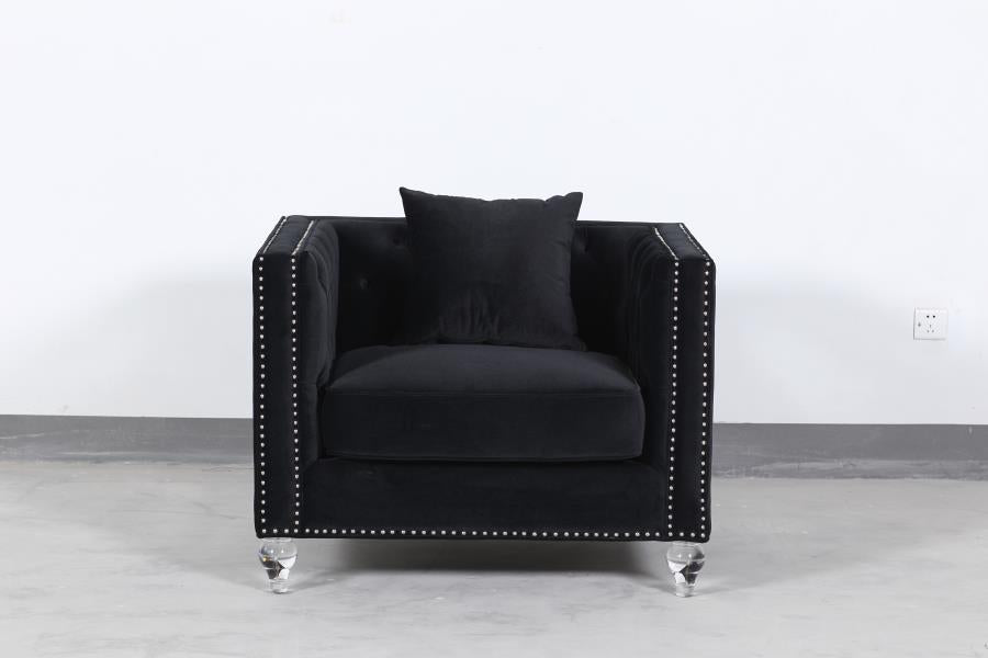 Delilah - Delilah Upholstered Tufted Tuxedo Arm Chair Black