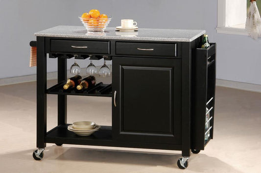Ryan - Shepard Kitchen Cart with Granite Top Black