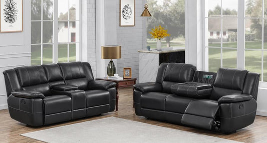 Lee - Lee Upholstered Pillow Top Arm Living Room Set Black