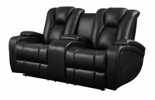 Delange - Delange Power^2 Loveseat with Headrests Black