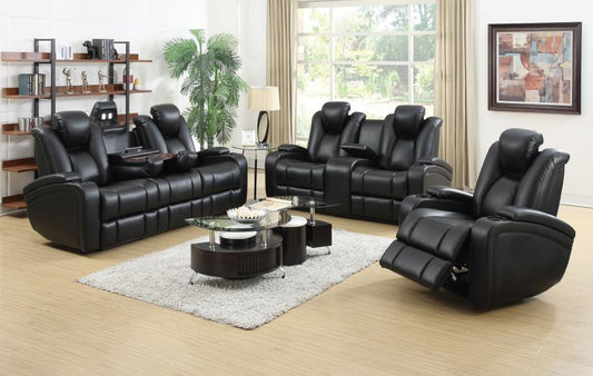 Delange - Delange Upholstered Tufted Living Room Set Black