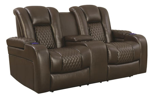 Delangelo - Delangelo Power^2 Loveseat with Drop-down Table Brown