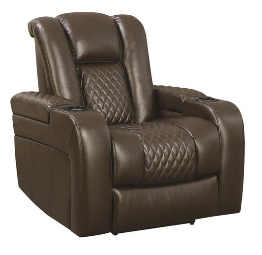 Delangelo - Delangelo Power^2 Recliner with Cup Holders Brown