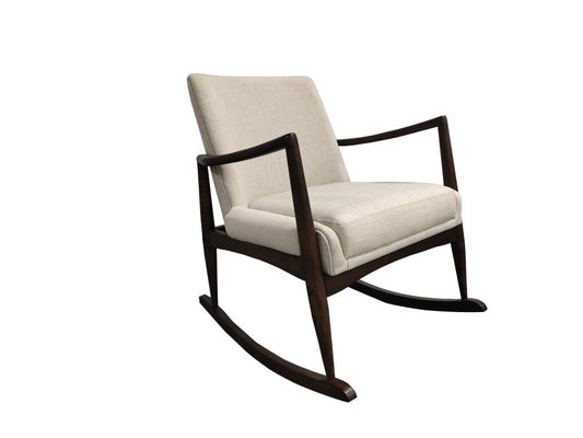 Sebastian - Solid Back Upholstered Rocking Chair Beige and Walnut