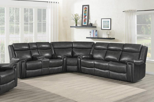 Shallowford - Shallowford 3-piece Upholstered Power^2 Sectional Hand Rubbed Charcoal