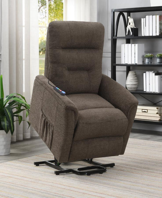 Henrietta - Henrietta Power Lift Recliner with Storage Pocket Brown