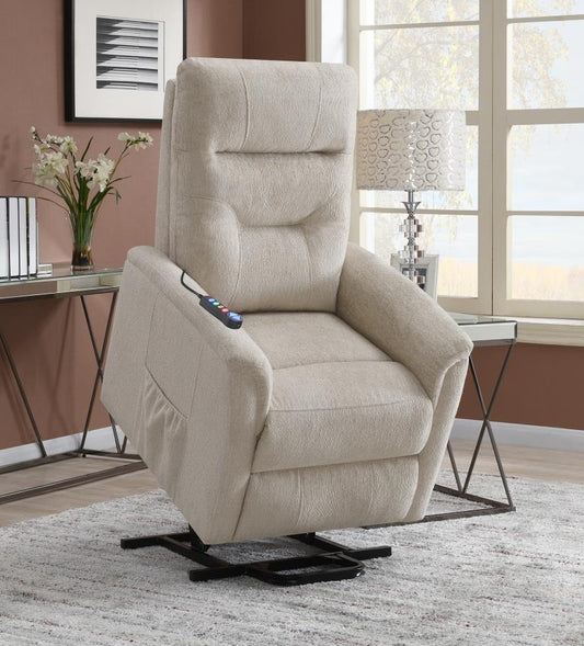 Henrietta - Henrietta Power Lift Recliner with Storage Pocket Beige
