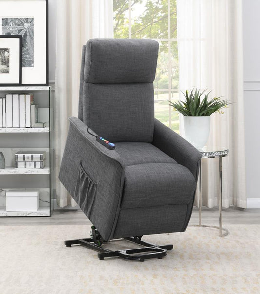 Herrera - Herrera Power Lift Recliner with Wired Remote Charcoal