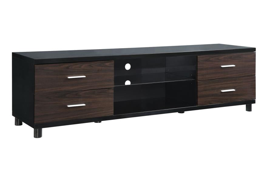 Caleb - Caleb 4-drawer TV Console Glossy Black and Walnut