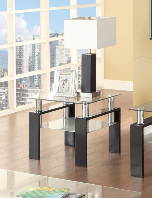 Dyer - Dyer Tempered Glass End Table with Shelf Black
