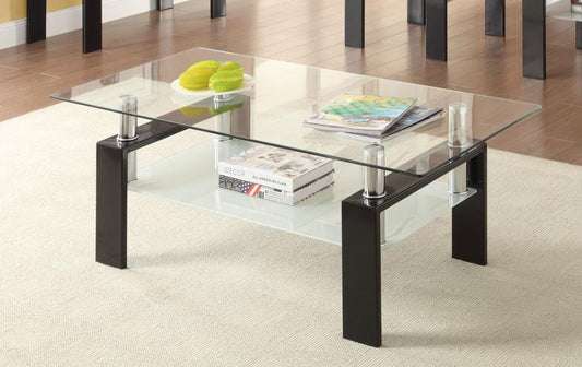 Dyer - Dyer Tempered Glass Coffee Table with Shelf Black