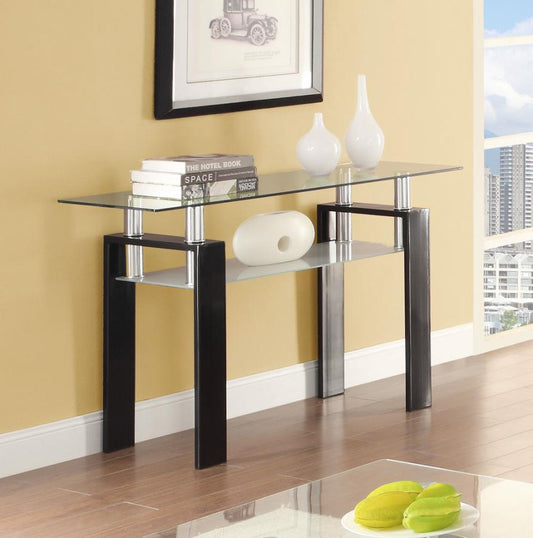 Dyer - Dyer Tempered Glass Sofa Table with Shelf Black