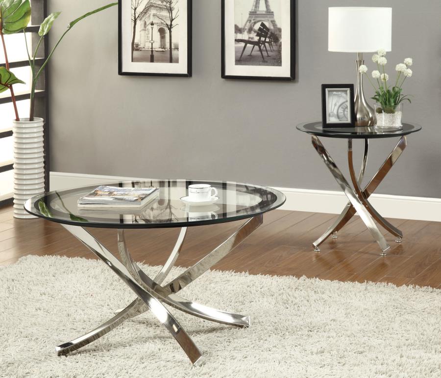 Brooke - Brooke Glass Top End Table Chrome and Black