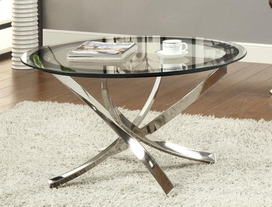 Brooke - Brooke Glass Top Coffee Table Chrome and Black