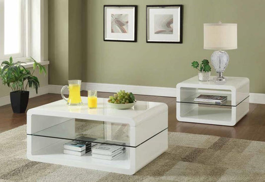 Elana - Elana Square 2-shelf End Table Glossy White