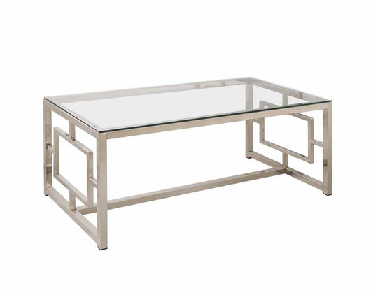 Merced - Merced Rectangle Glass Top Coffee Table Nickel