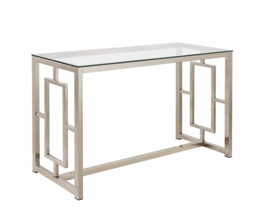 Merced - Merced Rectangle Glass Top Sofa Table Nickel