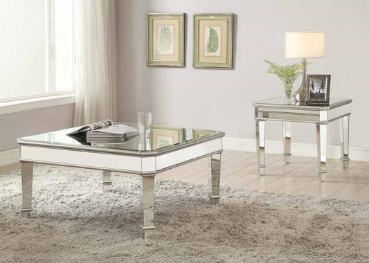 Eisley - Eisley Square Beveled Top End Table Silver