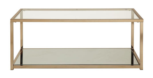 Cora - Cora Coffee Table with Mirror Shelf Chocolate Chrome
