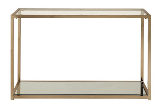 Cora - Cora Sofa Table with Mirror Shelf Chocolate Chrome
