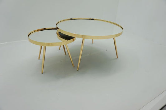 Kaelyn - Kaelyn 2-piece Mirror Top Nesting Coffee Table Mirror and Gold