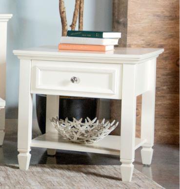 Nora - Square 1-drawer End Table with Lower Shelf Buttermilk