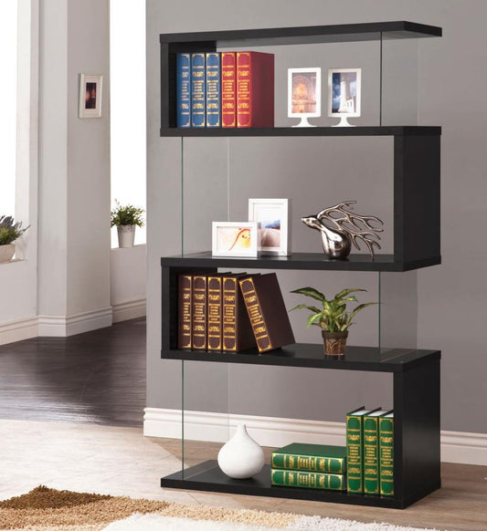Emelle - Emelle 4-tier Bookcase Black and Clear