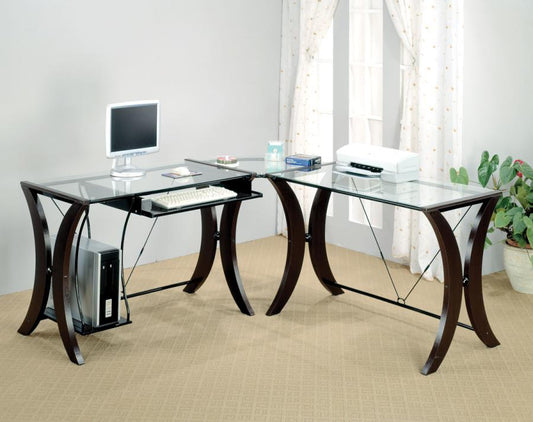 Monterey - Monterey 3-piece L-shaped Computer Desk Set Cappuccino