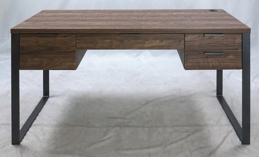Pattinson - Pattinson 4-drawer Writing Desk Aged Walnut and Gunmetal