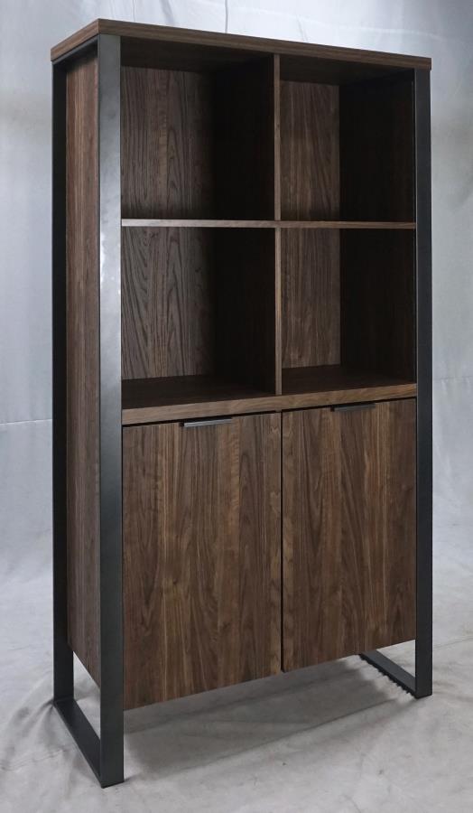 Pattinson - Pattinson 2-door Rectangular Bookcase Aged Walnut and Gunmetal
