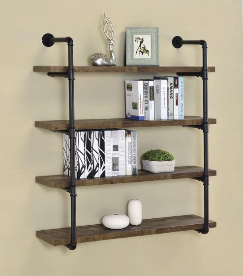 Elmcrest - Elmcrest 40-inch Wall Shelf Black and Rustic Oak
