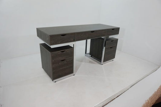 Noorvik - Noorvik 3-piece Writing Desk Set Dark Oak and Chrome