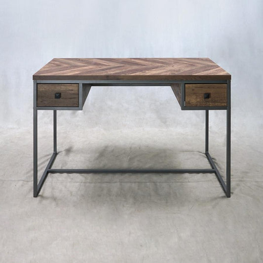 Millbrook - Millbrook 2-drawer Writing Desk Rustic Oak Herringbone and Gunmetal