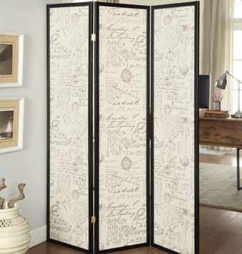 Felice - Felice 3-panel French Script Print Folding Screen Espresso