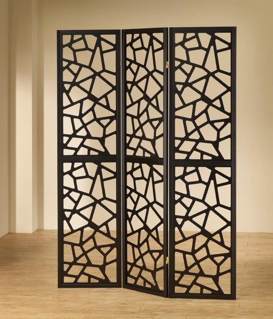 Nailan - Nailan 3-panel Open Mosaic Pattern Room Divider Black