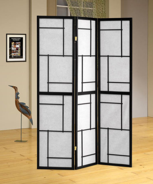 Katerina - Katerina 3-panel Folding Floor Screen Black and White