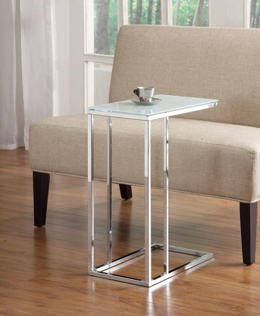 Stella - Stella Glass Top Accent Table Chrome and White