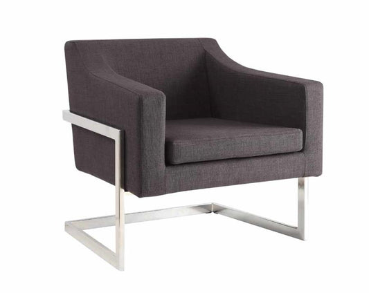 Chris - Chris Upholstered Accent Chair Chrome and Grey