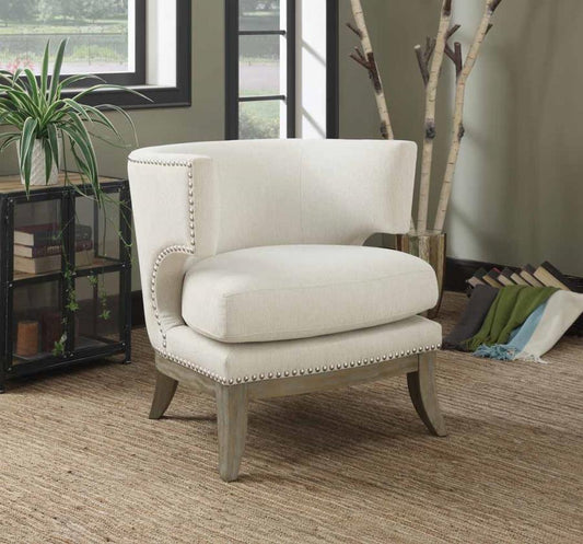 Jordan - Dominic Barrel Back Accent Chair White and Weathered Grey
