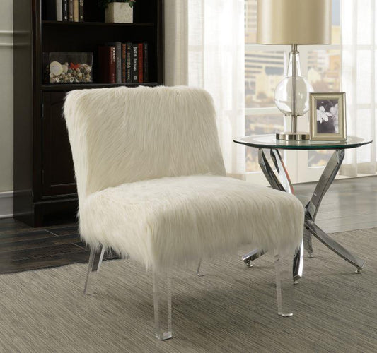 Chandler - Faux Sheepskin Upholstered Accent Chair White
