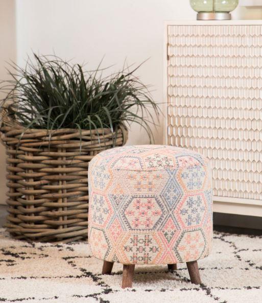 Naomi - Naomi Pattern Round Accent Stool Multi-color