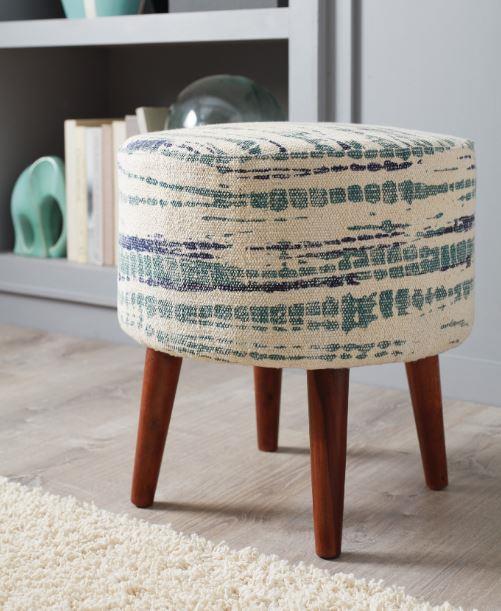 Mason - Mason Round Accent Stool Blue and White