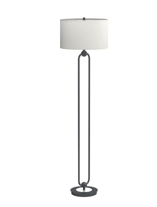 Keith - Drum Shade Floor Lamp White and Bronze