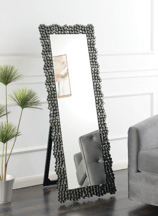 Mckay - McKay Textural Frame Cheval Floor Mirror Silver and Smoky Grey