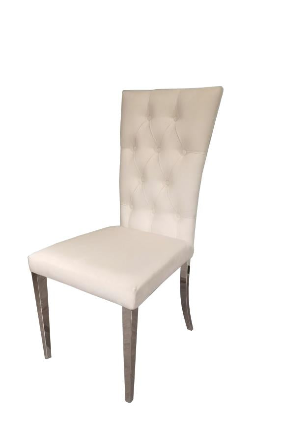 Kerwin - Kerwin Tufted Upholstered Side Chair (Set of 2) White and Chrome